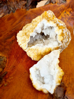 Large Clear Quartz Geode Crystal Vegan - Alit Cosmetics  - natural -large Moroccan crystal cluster pair -Perth-western australia -free shipping- heart chakra 