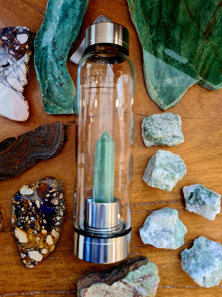 
                
                    Load image into Gallery viewer, Crystal Balanced Water Bottle Vegan - Alit Cosmetics Made_in_Australia - Toxin Free
                
            